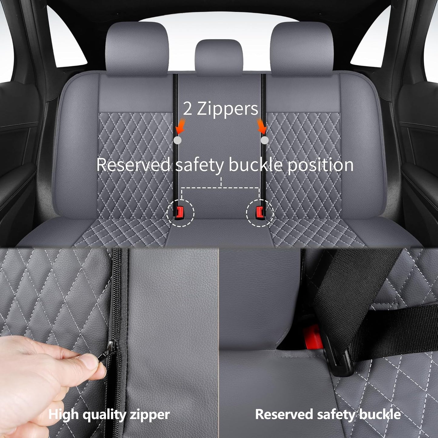 Seat Covers for Car,Breathable and Waterproof Car Seat Covers,Premium Automotive Airbag Compatible Universal Fit for Cars Sedans SUVs Vans and Trucks(Full Seat,Grey,N1)