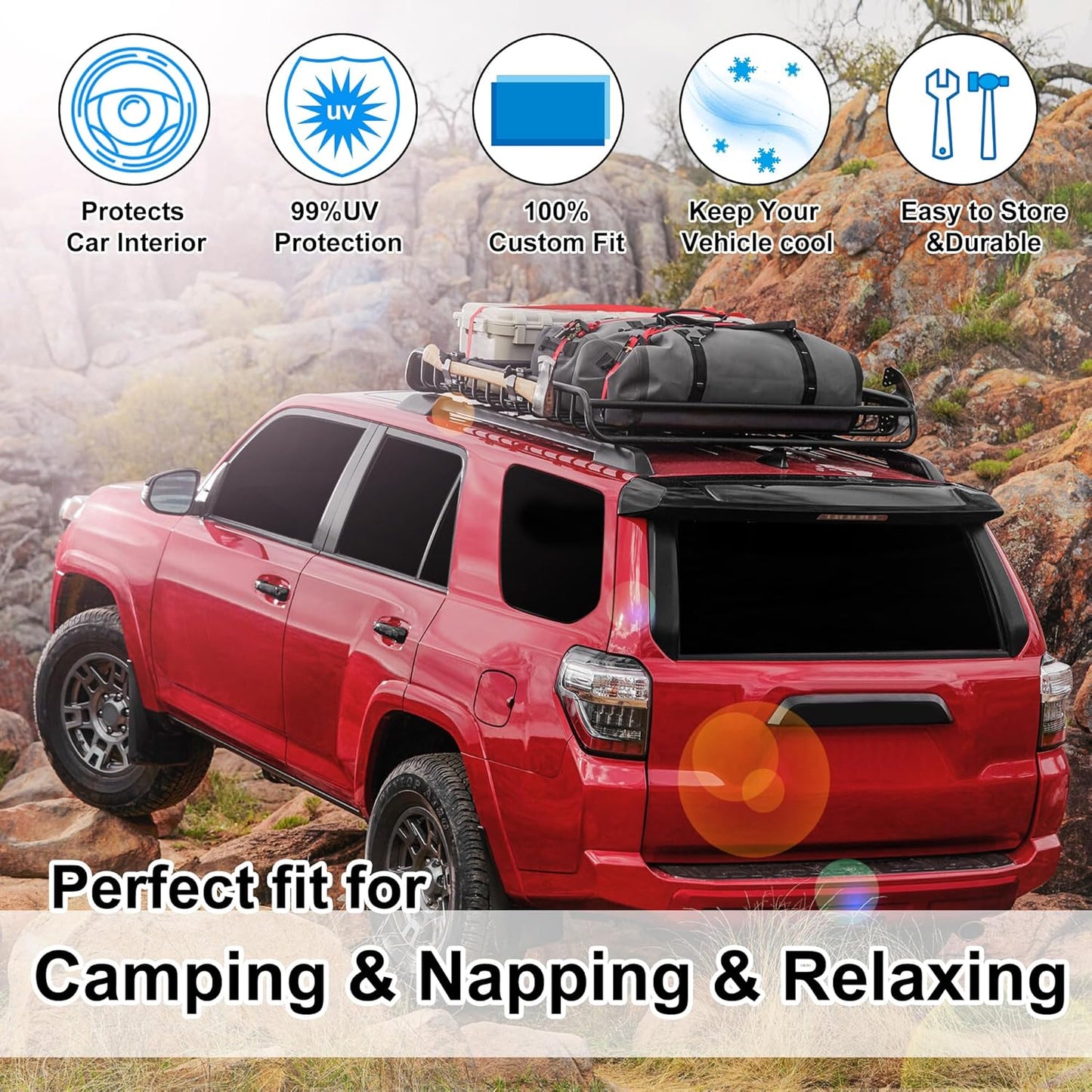 TINGLU Window Shades for Toyota 4Runner 2010-2024 Accessories Car Side Full Windows Rear Triangular Windshield Sun Shade Sun UV Rays & Privacy Protection for Camping,Napping,and Relaxing 8PCS