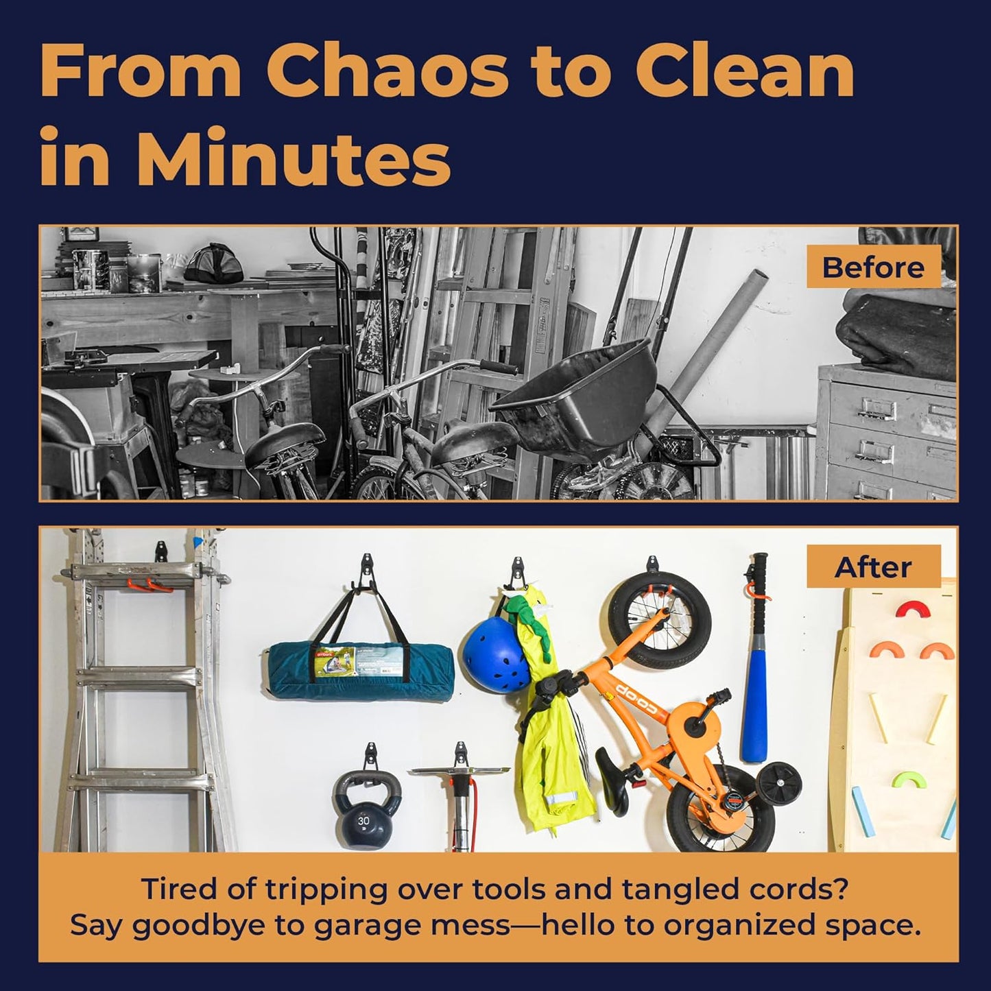 16 Pack Steel Heavy Duty Garage Hooks Storage Hooks with Anti-Slip Coating, Utility Garage Wall Mount Hanger and Organizer for Sheds, Bikes, Ladder, Rope, Broom, Shovel, Garden Power Tools, and Cords