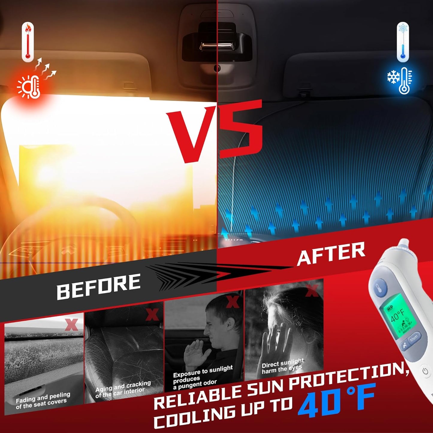 Windshield Sun Shade for 2010-2025 Dodge RAM 2500 3500 Foldable Sun Sunshade for Car Front Window Blocks UV Rays and Heat Automotive Interior Protector Custom Fit Accessories