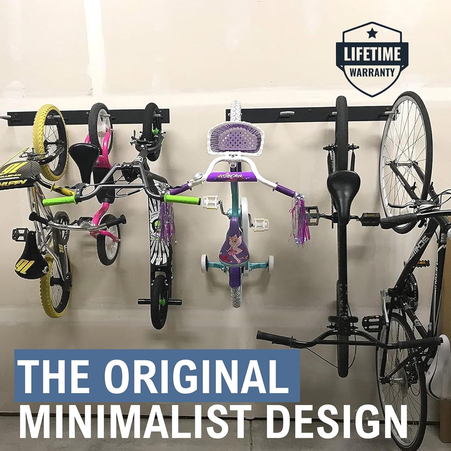 StoreYourBoard BLAT 8 Bike Wall Storage Rack, Holds 2-8 Bicycles, Garage Wall Mount Bike Hooks, Heavy Duty Solid Steel (8 Bikes)