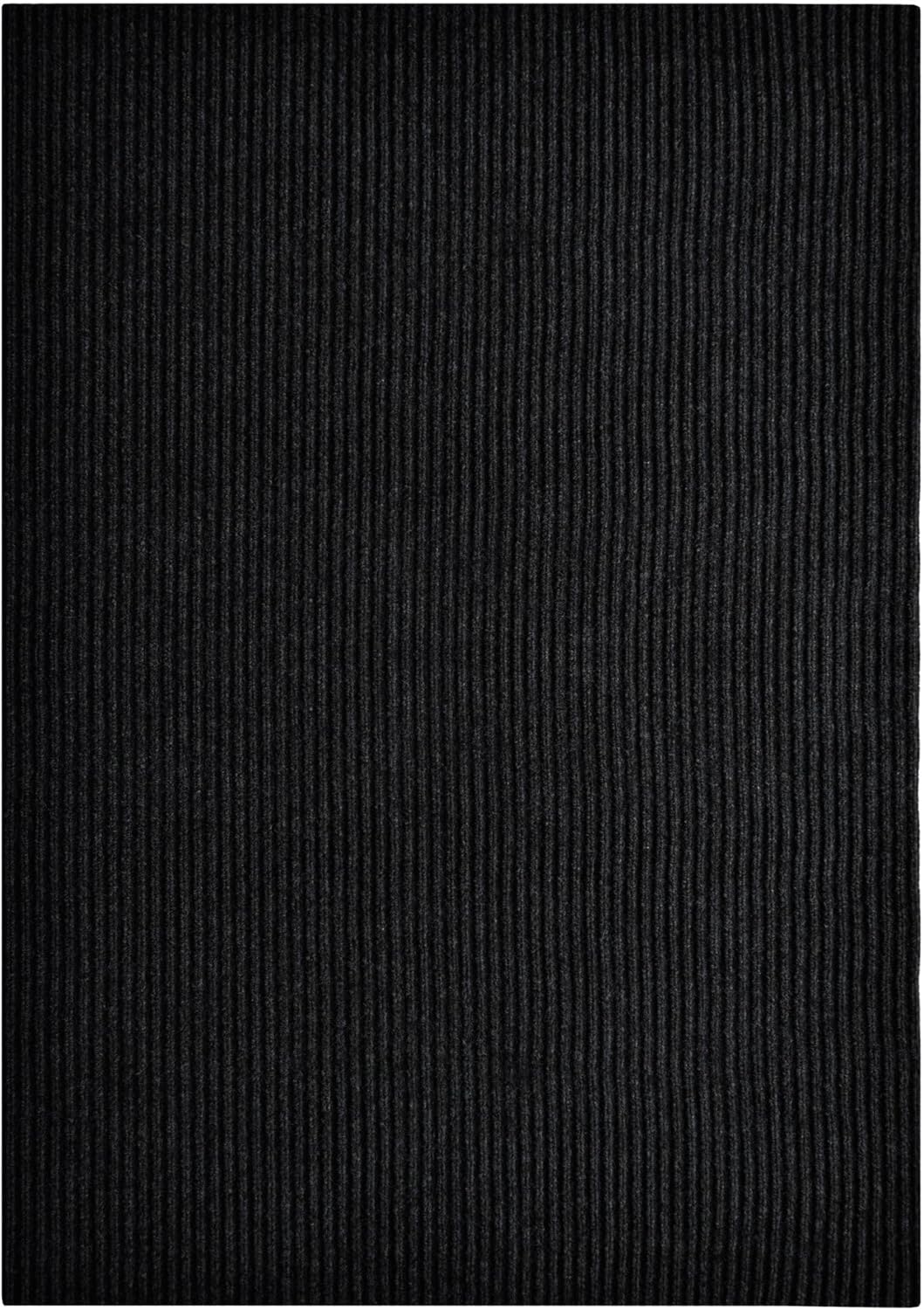 iCustomRug Spartan Weather Warrior Indoor/Outdoor Utility Ribbed Carpet Runner with Non-Slip Thermoplastic Rubber Backing, 3ft X 4ft Black