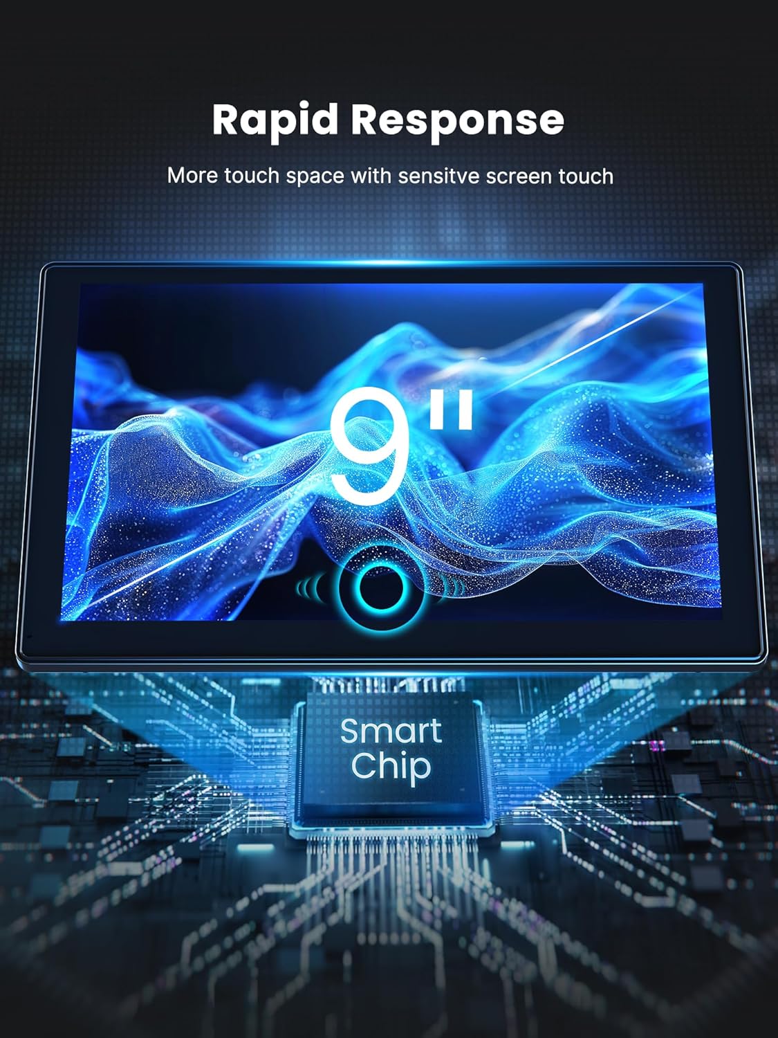 Portable CarPlay Screen for Car, 9'' Wireless Apple CarPlay & Android Auto Screen for Car, 4K Dash Cam, 1080P Backup Camera, GPS Navigation/Bluetooth/FM/Siri Voice Control for All Vehicles