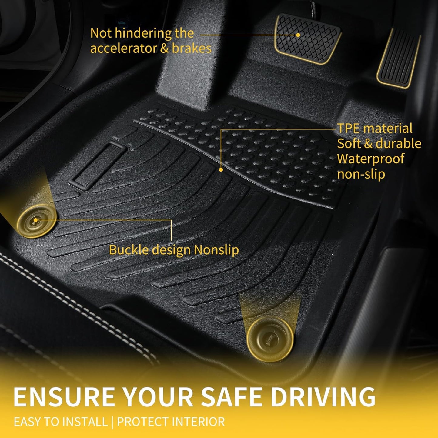 GINOWY-Floor Mats & Cargo Liner for Mini Countryman 2025(Not for SE&Electric), TPE All Weather Countryman Car Mats Non-Slip Trunk Mat Floor Liners Waterproof Accessories Mats Black