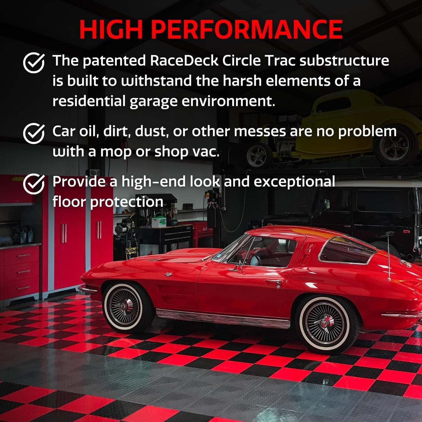 Big Floors RaceDeck CircleTrac, Interlocking Non-Slip Garage Flooring Tile, Durable, Modular, Heavy-Duty Copolymer, Easy Install (Alloy, 48 Pack of 12 x 12" Tiles)