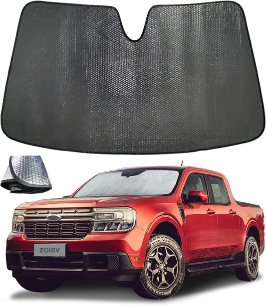 Windshield Sun Shade for Ford Maverick 2022-2025 - 5-Layer Bubble Foldable Front Window Shade Sun Visor Accessories - Blocks Heat & UV Rays