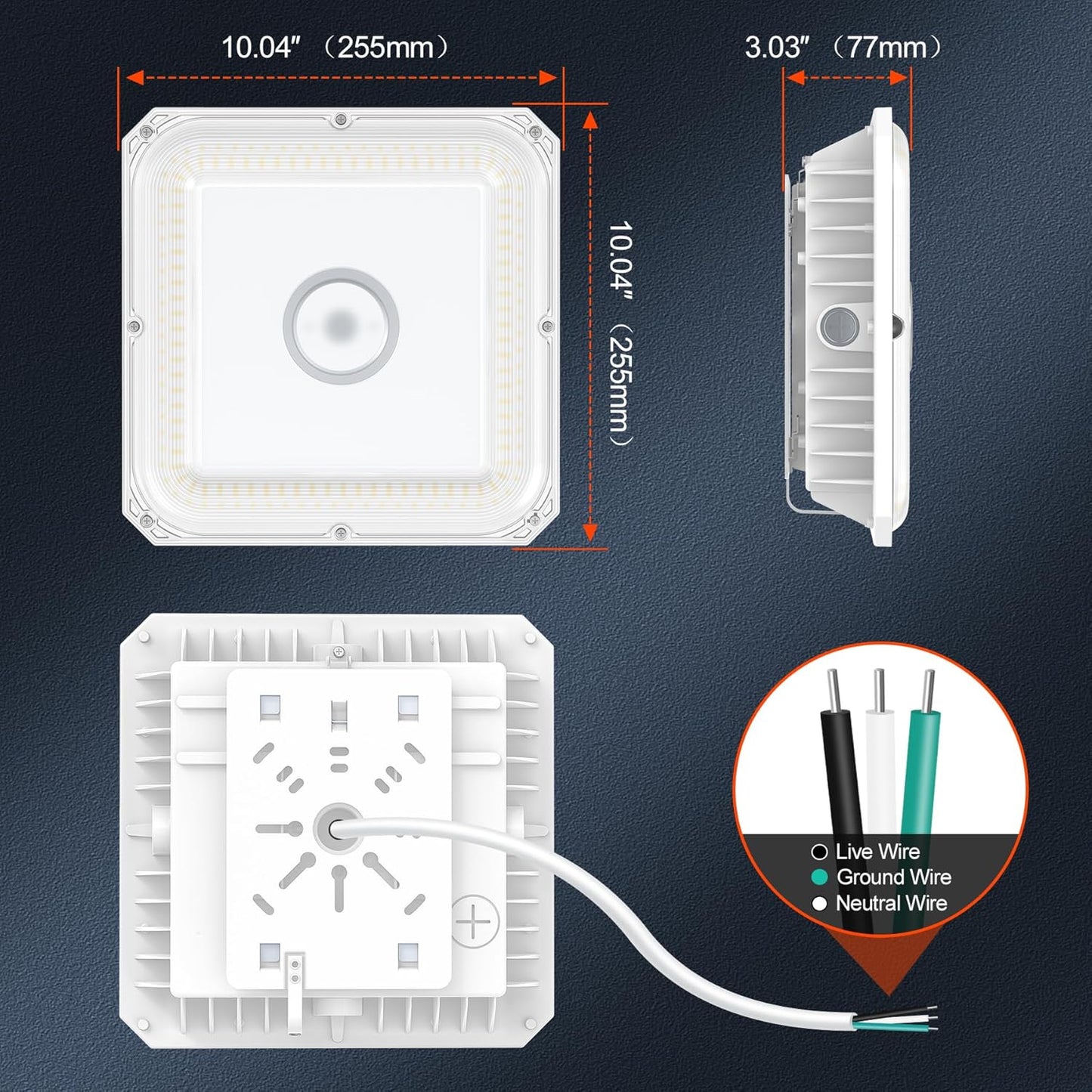 BBESTLED LED Canopy Light with Photocell, 36W 48W 60W Adjustable, ETL&DLC Listed AC100-277V 8100LM 5700K/5000K/4500K Outdoor Canopy Lights, IP65 Waterproof Commercial Canopy Light for Gas Station