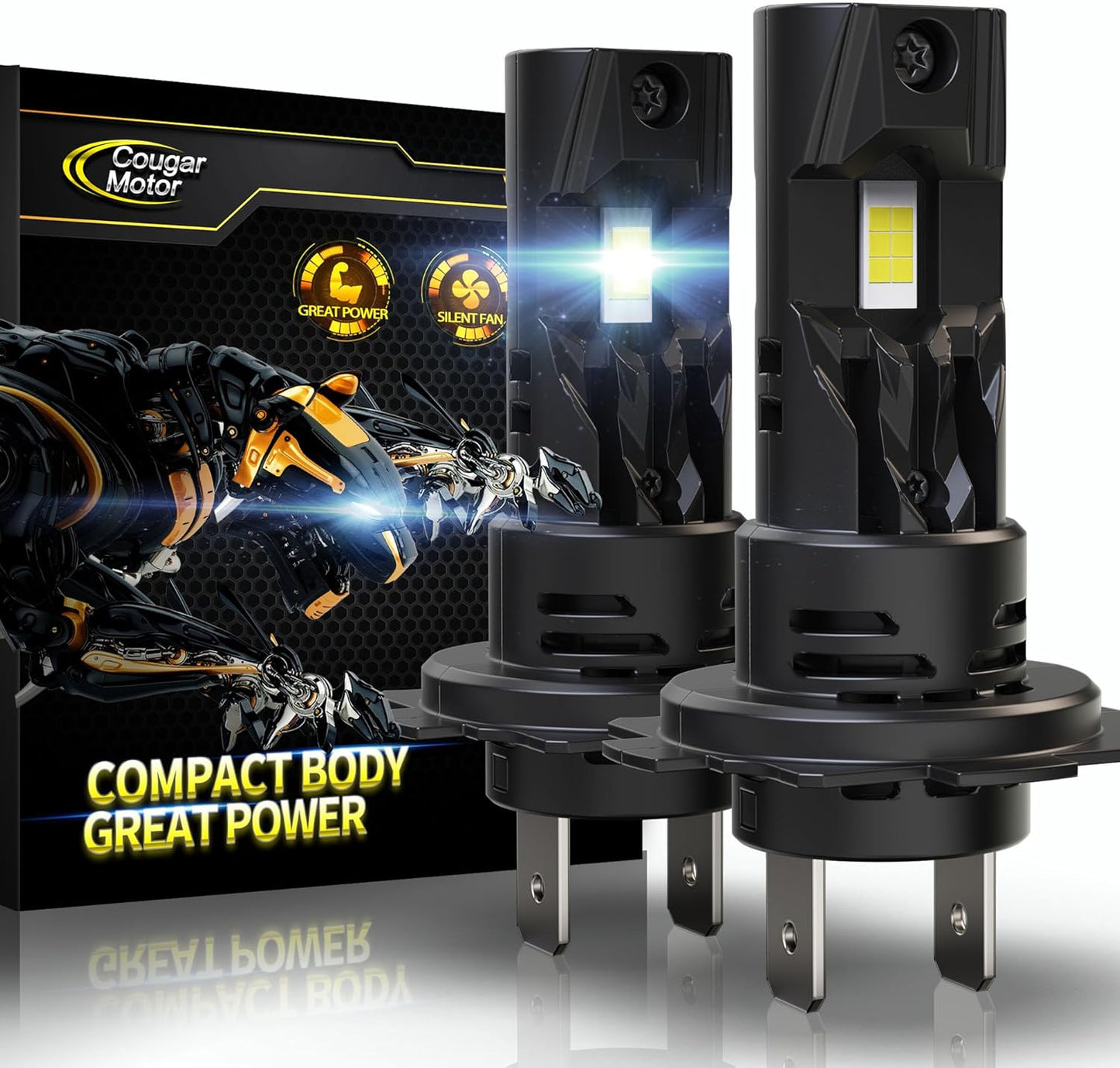 Cougar Motor H7 Bulbs, 1:1 Size H7 Lights Bulb No Adapter Required 6500K White Fog Light or Off-Road Use Plug and Play - Pack of 2