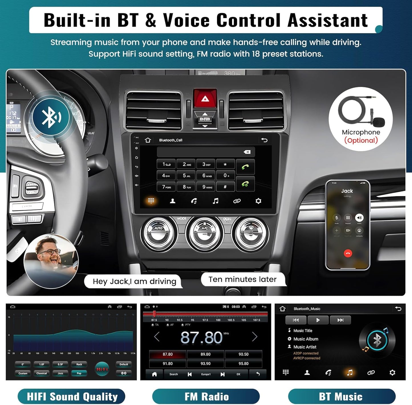 UNITOPSCI 2G+64G for Subaru Forester WRX Impreza 2013-2015 Radio Android 13 Car Stereo Wireelss Apple CarPlay Android Auto 9 Inch Touchscreen WiFi GPS Navi Bluetooth FM/RDS HiFi Audio + Backup Camera