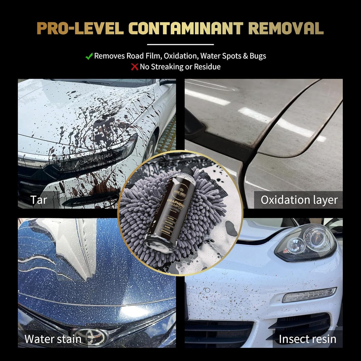 Graphene Shampoo – pH Neutral Car Wash | Advanced Hydrophobic & SiO2 Protection | Deep Cleans & Enhances Shine | Safe for Ceramic Coatings & All Paint Types – 16oz