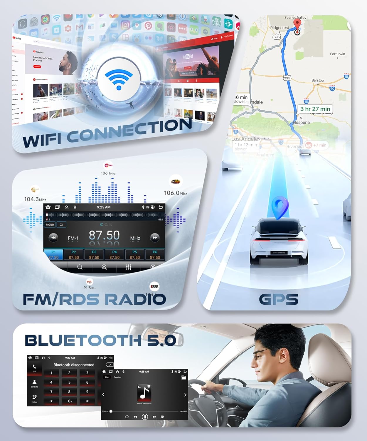 4GB+64GB Double DIN Car Stereo 8 CORE Android 13.0 Head Unit, Wireless CarPlay & Android Auto, 7-Inch Touch Screen Car Radio with BT5.0 EQ Mirror Link Volume Knob Back Light SWC Backup Camera USB-C