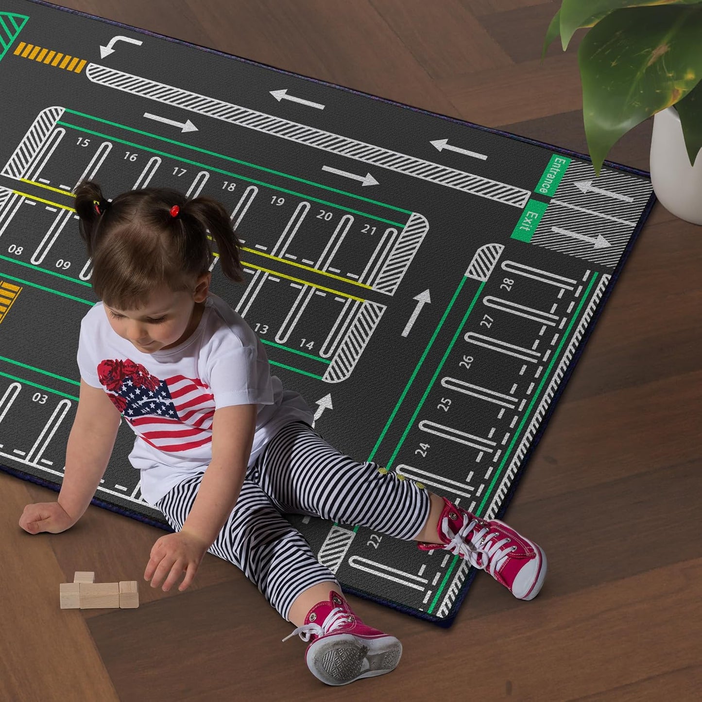 Play Mat 5'x 6'6" Traffic System Playmat Car Rugs for Toy Boys Carpet City Pretend Play Carpet Educational Road Traffic Play Mat for Bedroom Play Room Non-Slip Washable