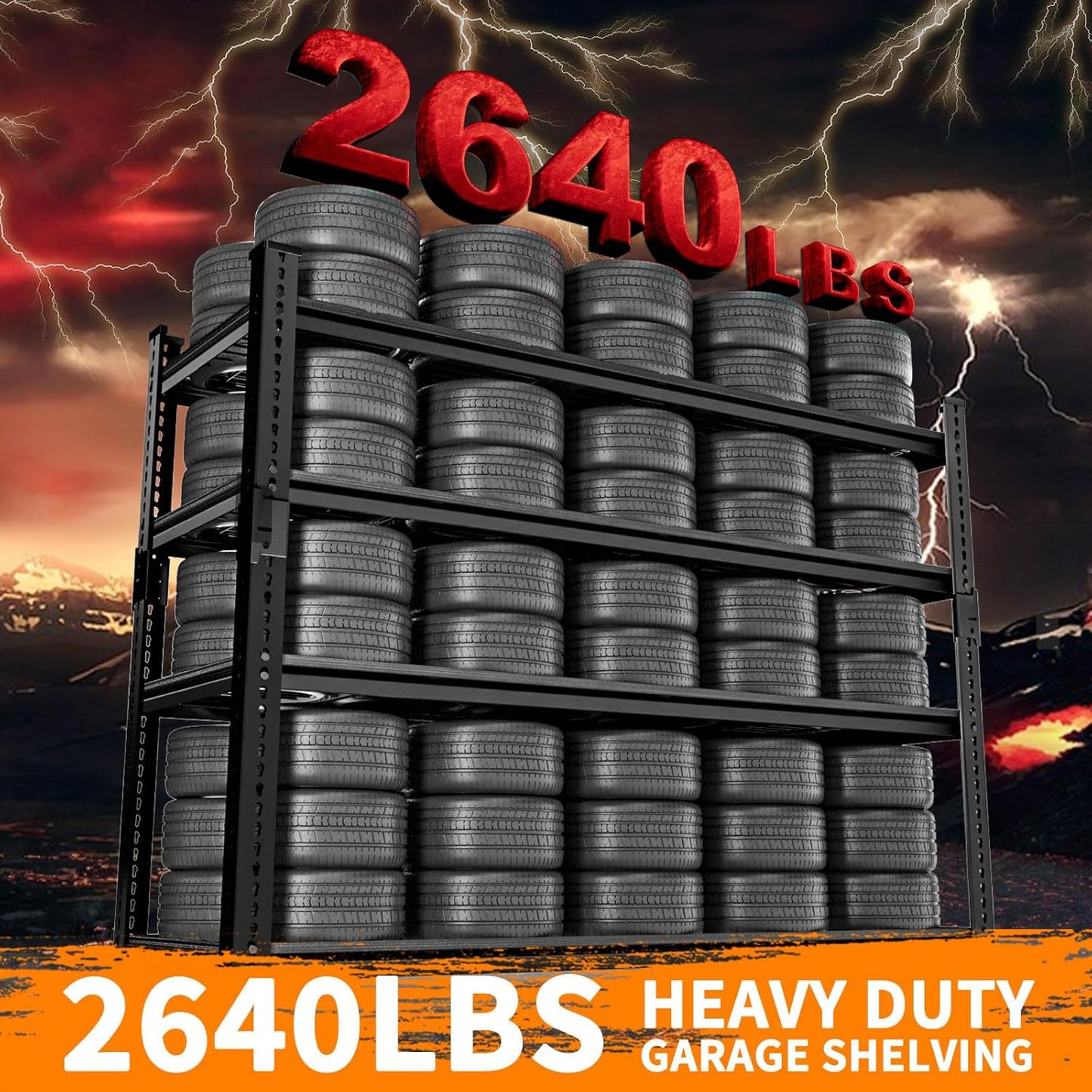 Storage Shelves Heavy Duty, 48"L x 18"W x 60"H Garage Wire Shelving Unit Loads 2640LBS, 4-tier Adjustable Metal Industrial Utility Shelf Rack for Kitchen, Laundry Room, Pantry, Warehouse, Basement