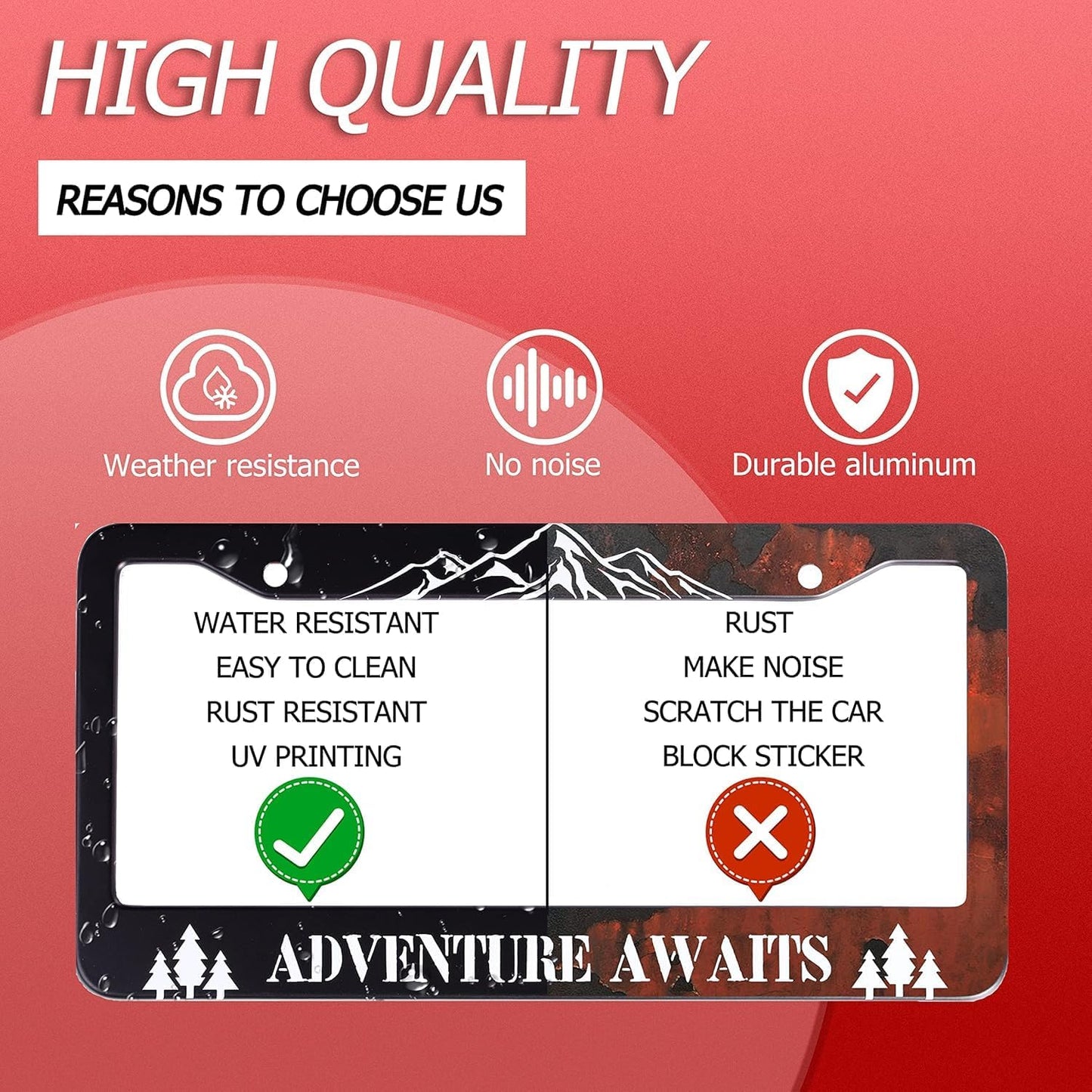 Personalized License Plate Frame Don't Follow Me I'm Lost Too Stainless Steel Accessory Funny Text Holder Car Decorative 2 Holes Screws Fits Us Standard License Plates 12.2 X 6.3 in for Men Women