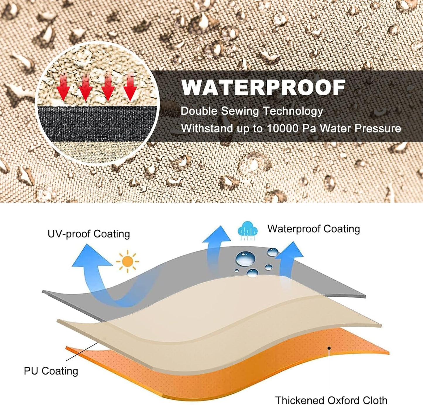 Comnova ATV Cover for 4 Wheelers - 84 Inch ATV Covers 600D Waterproof Heavy Duty, Outdoor Four Wheeler Quad Cover All Weather Large for Polaris, Kawasaki, Arctic Cat, Honda, Yamaha and More, Beige