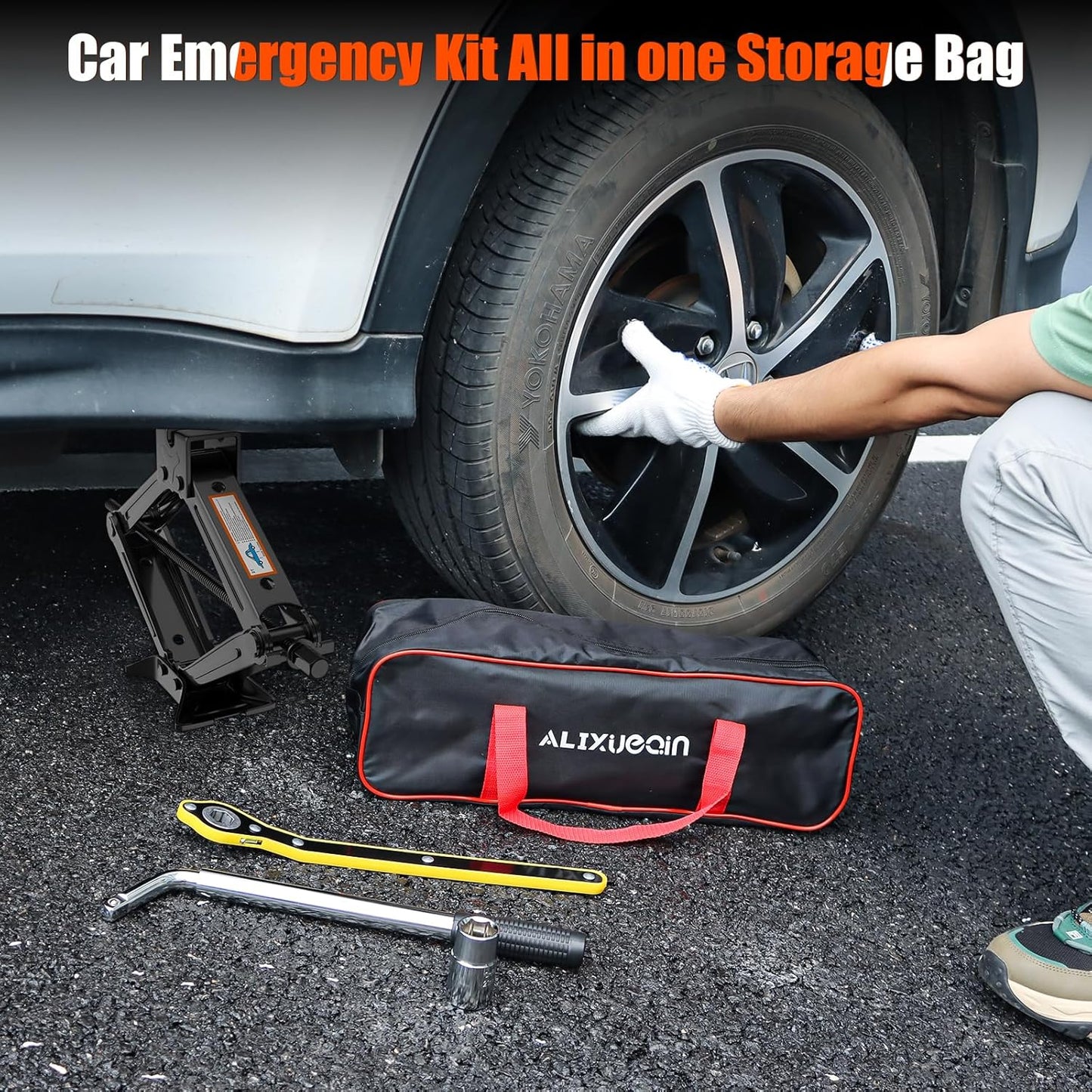 Scissor Jack for Car, 2 Ton (4409 lbs) Car Jack Kit for Sedan, SUV, MPV, Universal Tire Changing Kit with Lug Wrench