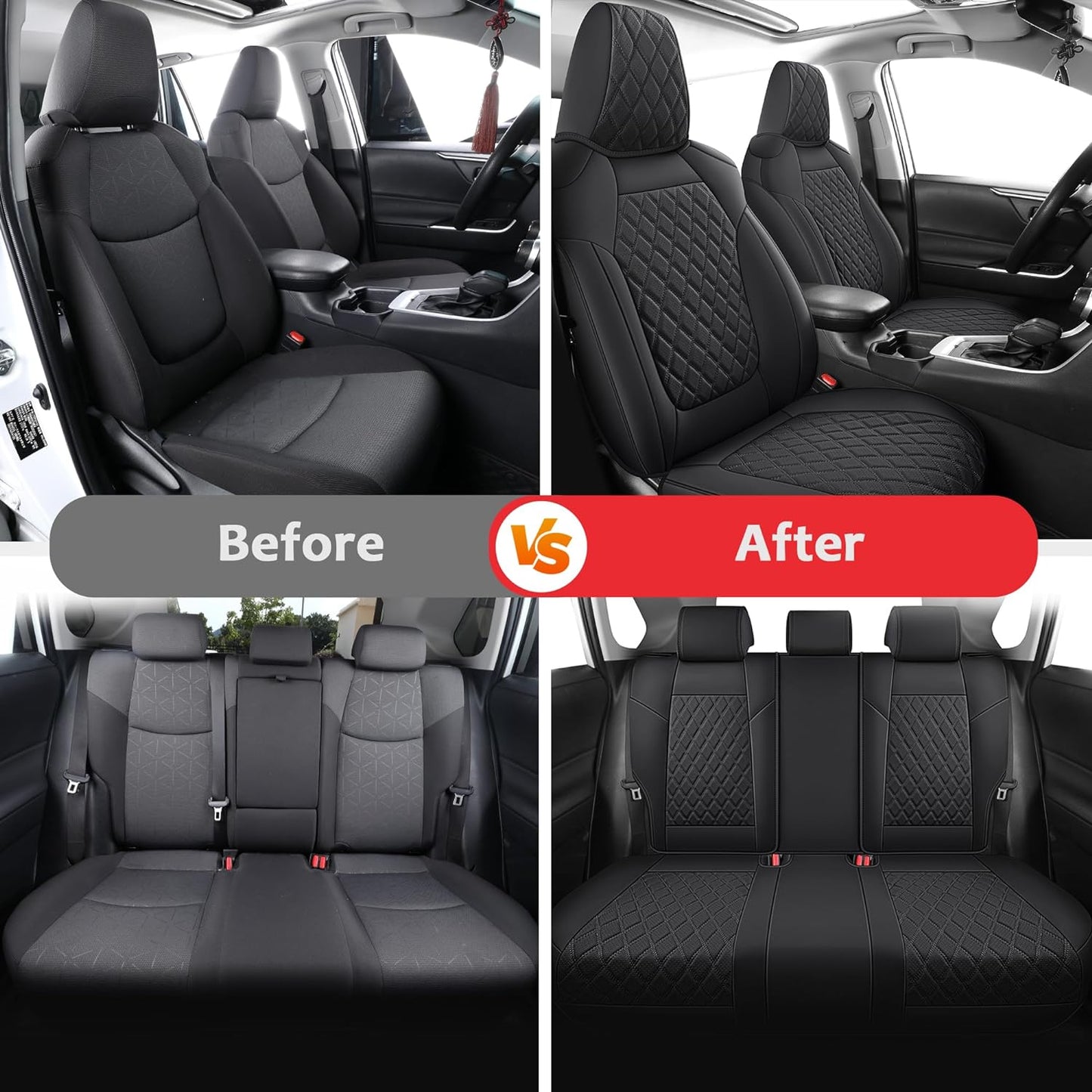 MIROZO Seat Covers for rav4,Waterproof Car Seat Covers Faux Leather Seat Cover Full Set Fit for 2019-2025 Toyota RAV 4 Non-Hybrid (Not for Adv & TRD-Off,Black)