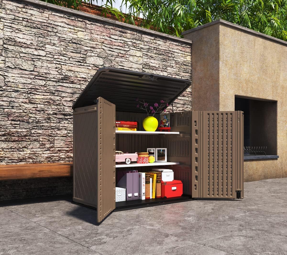 Sheds & Outdoor Storage, Storage Sheds Outdoor with Floor, Outdoor Storage Cabinet Waterproof for Garage Storage, Pool Storage, Bike Shed, Garden Shed (34&66 Cu.ft-Shelf)