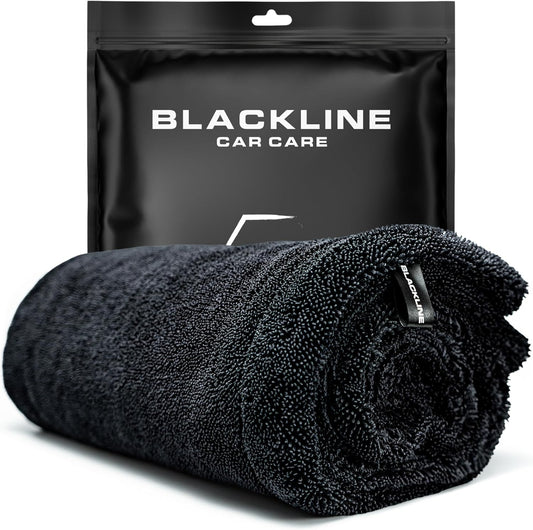 Blackline Car Drying Towel - 2ft x 3ft XL, Popular Pick Among Detailing Pros - 1300 GSM Microfiber - Absorbs Over 8lbs of Water - Leaves No Streaks, Spots or Scratches - Dries an Entire Vehicle