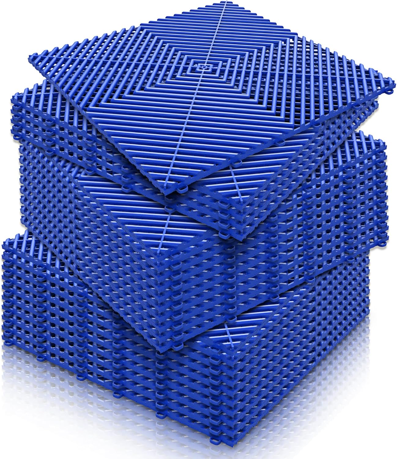 15.7"x15.7" Garage Flooring Tiles, Non-Slip Interlocking Plastic Garage Floor Mat, Garage Organization & Garage Storage, Vented Pattern (Blue, 25PCS)