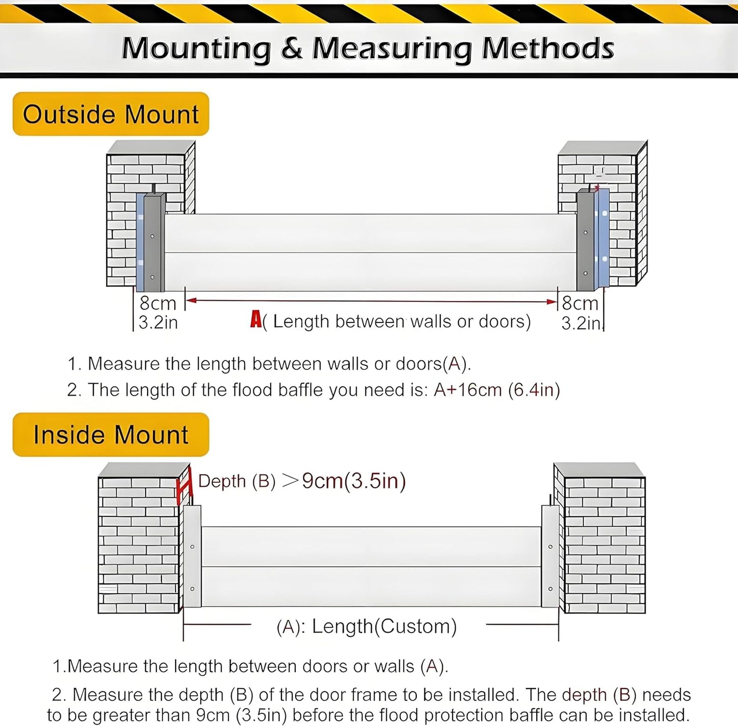 Flood Barriers for Home Exterior,Aluminum Alloy Outdoor Garage Doors Water Barriers for Flooding(H23.6Inch,L10.5FT)