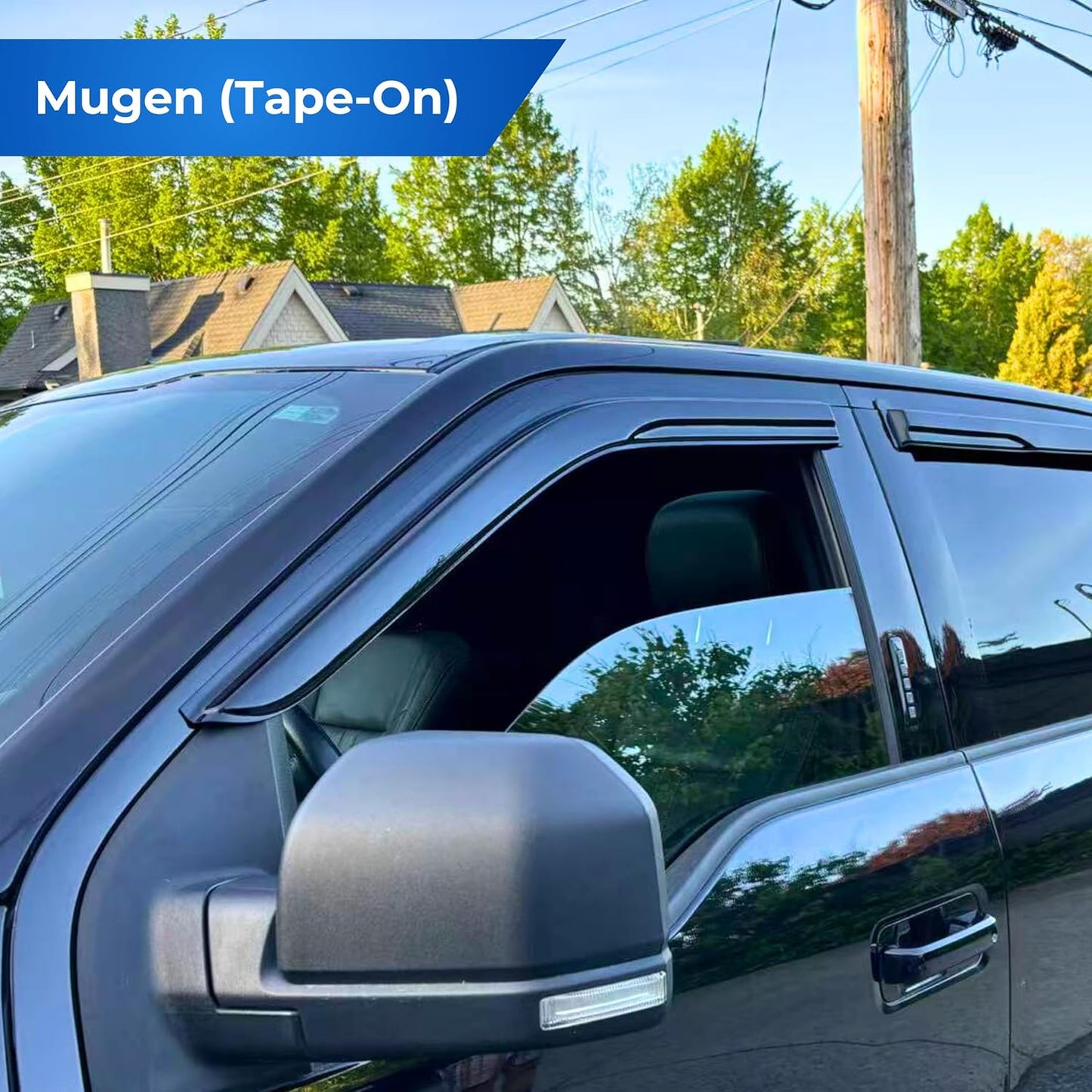 KPY Window Visor Compatible with Honda CR-V 2007-2011 (CRV), 4PC Rain Guard Side Window Vent Deflectors Tape-On Mugen Style, 2007 2008 2009 2010 2011