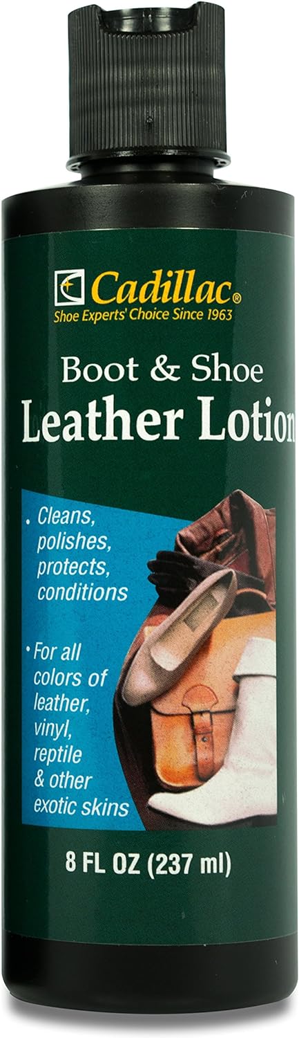 Cadillac Boot and Shoe Leather Lotion 8 Ounces - Cleans, Conditions, Protects, and Polishes Leather Footwear and Accessories