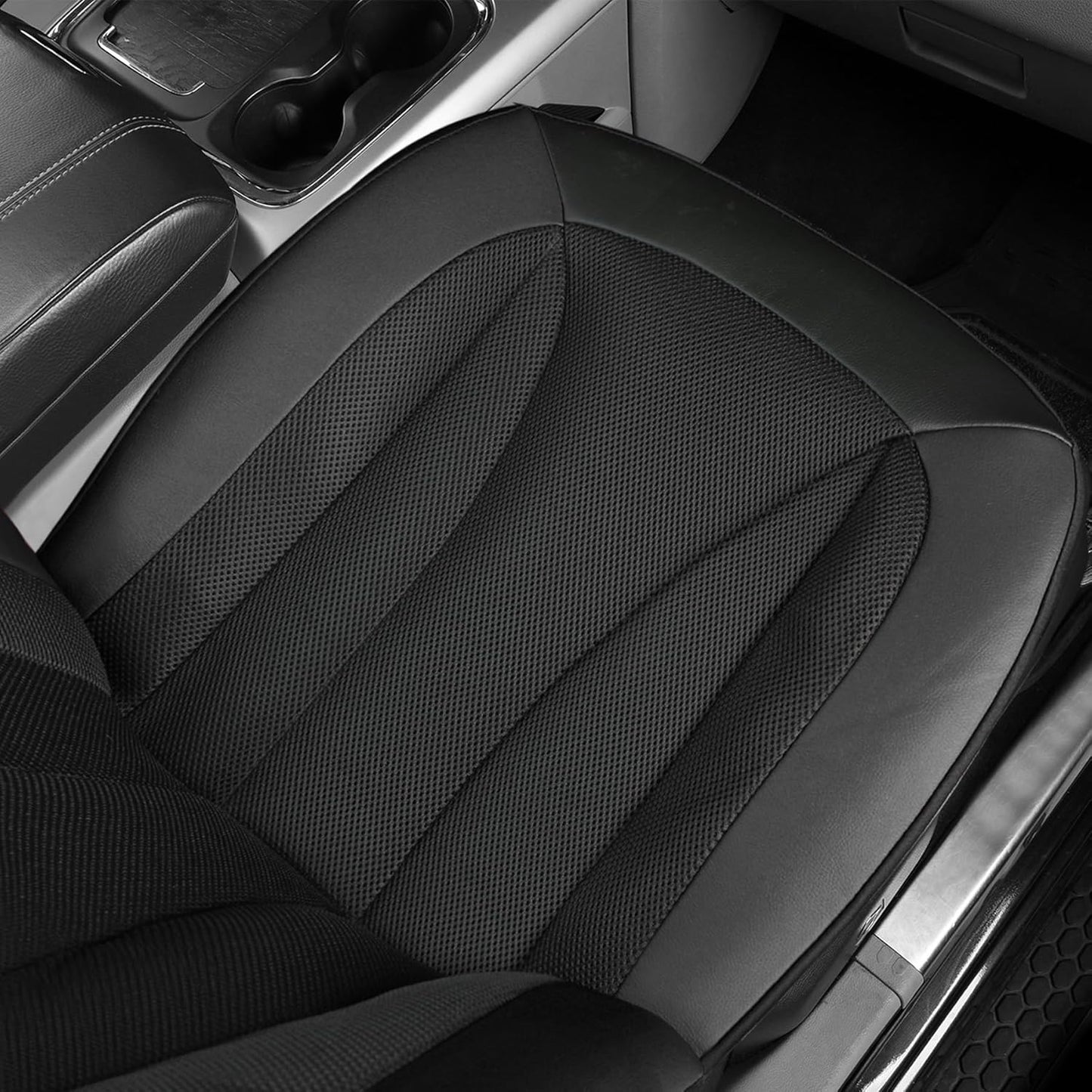 GIANT PANDA 2 Pcs Front 3D Air Mesh Car Seat Cover Custom Fit Ford F150 F250 F350 F450 SuperCrew/Crew Cab Pickup Trucks, Breathable Cooling Seat Protector with Composite Sponge Inside (Black)