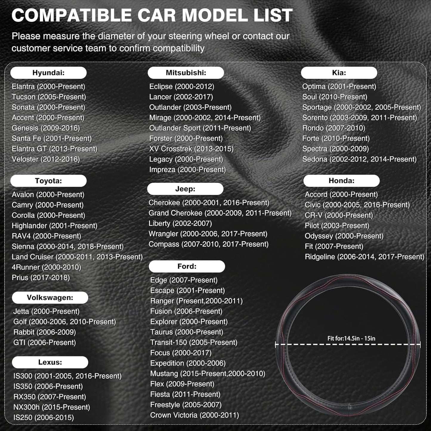 High-Grade Beige Genuine Leather Steering Wheel Cover for Men Women，Real Cowhide Leather Steering Wheel Cover for Cars,Universal 14.5-15 inch Steering Wheels