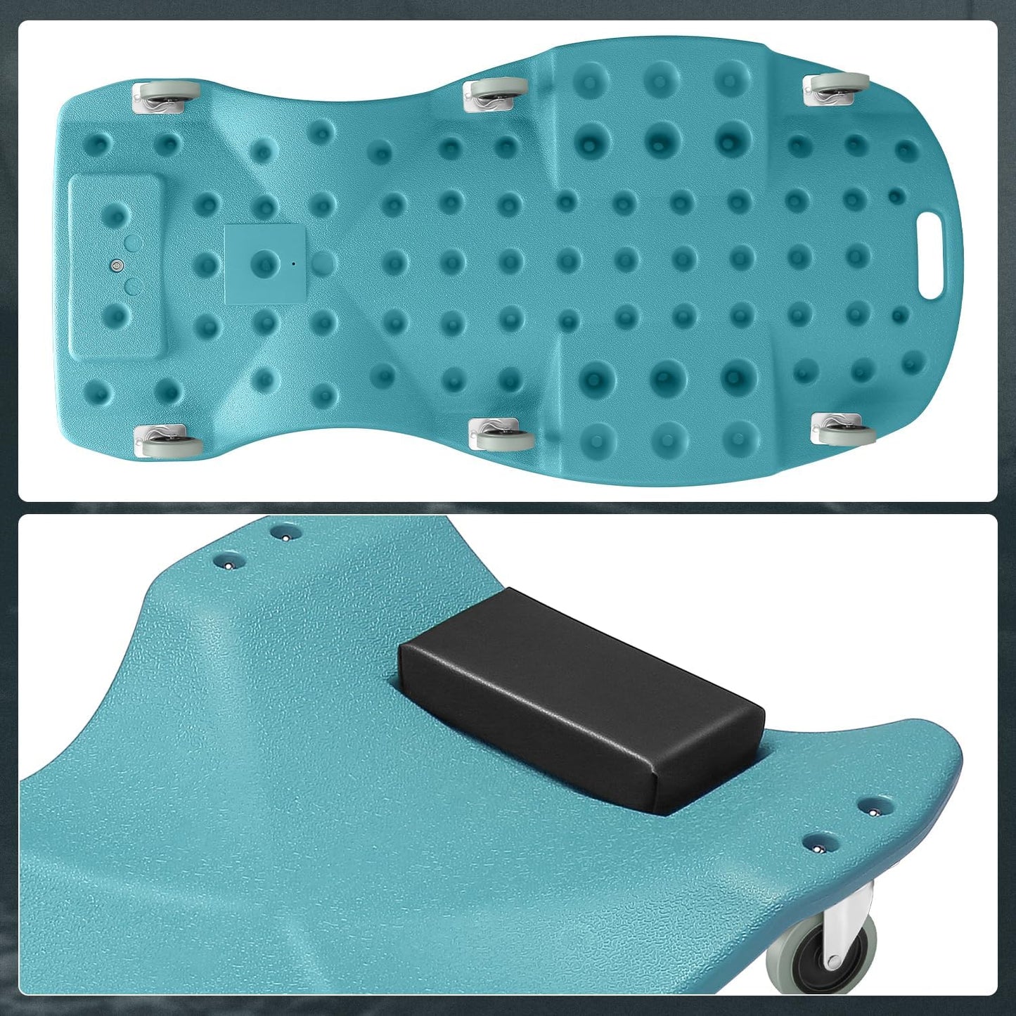 DNA MOTORING 48 Inches Heavy-Duty Low-Profile Roller Automotive Creeper with Padded Headrest, Tiffany Blue, TOOLS-00239-TB