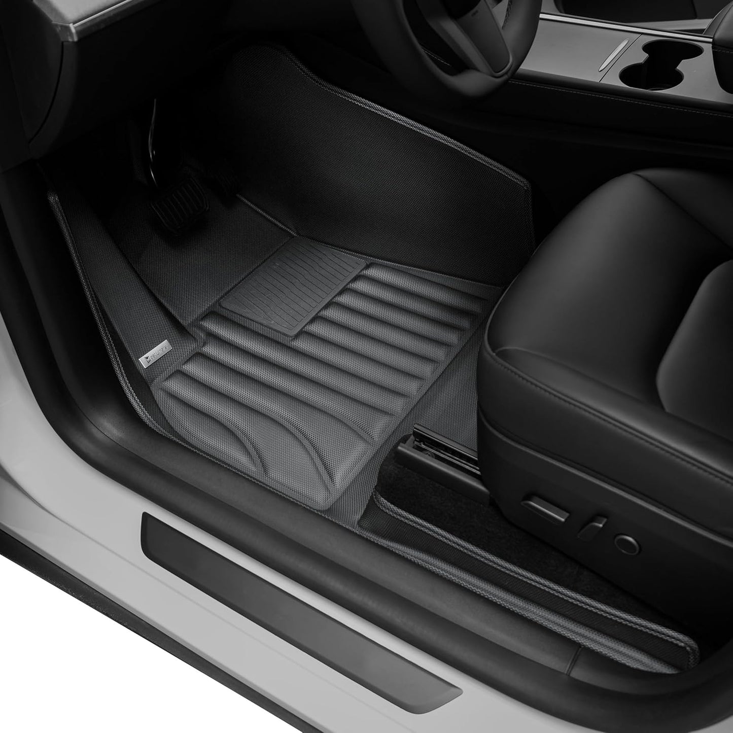 Extreme Coverage Floor Mats for Tesla Model Y (2021-2025) – Full 360° Cabin Protection, GapZero Fit with TrackGuard Rail Protection (Does NOT fit 7-Seat & Juniper)