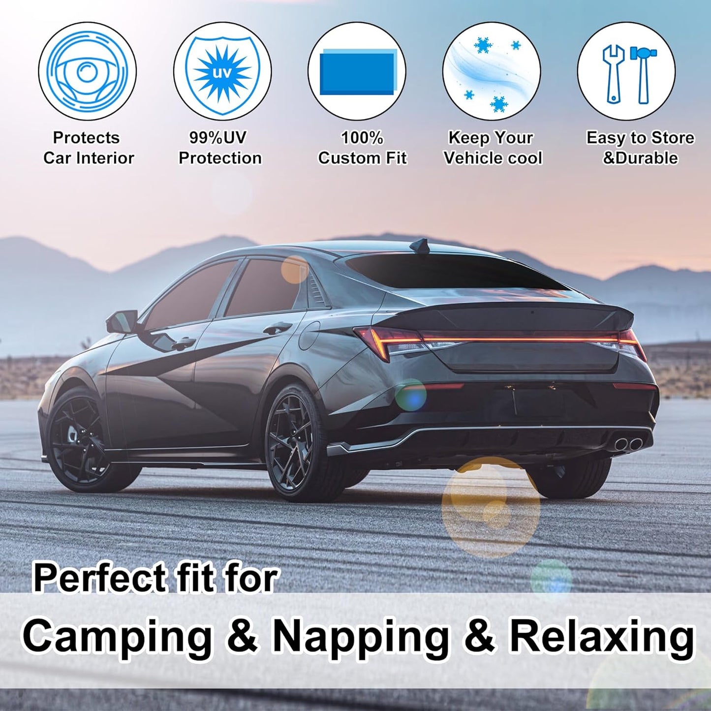 TINGLU Window Shades for Hyundai Elantra 2021-2024 2025 Accessories Car Side Full Windows Rear Triangular Windshield Sun Shade Sun UV Rays Privacy Protection 6PCS