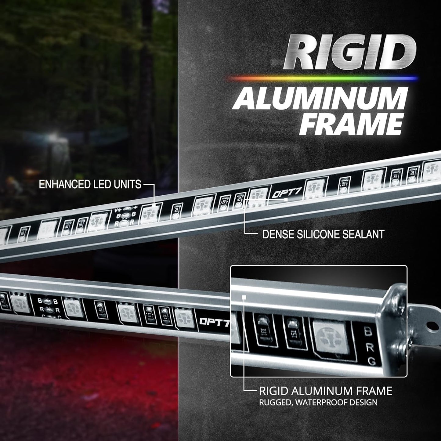 OPT7 Aura Pro Underglow Lights Kit for Golf Cart with APP & Remote Control, Waterproof Rigid Aluminum Light Bar, RGB Multicolor Music Sync LED Lighting Kit for EZGO Yamaha Club Car, 12V