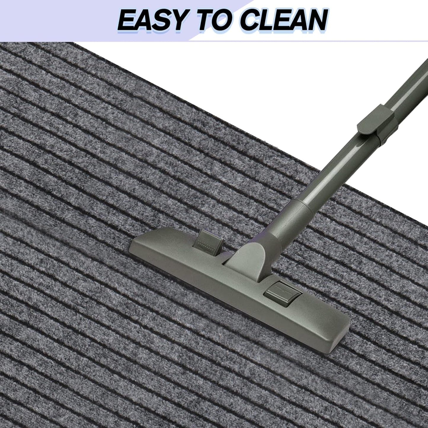 Custom Size Backed Non-Slip Area Rugs Runner, Easy Clean, Waterproof Runner Rugs for Hallway Entryway, Kitchen, Laundry, 3FT x 56FT, Gray Stripe