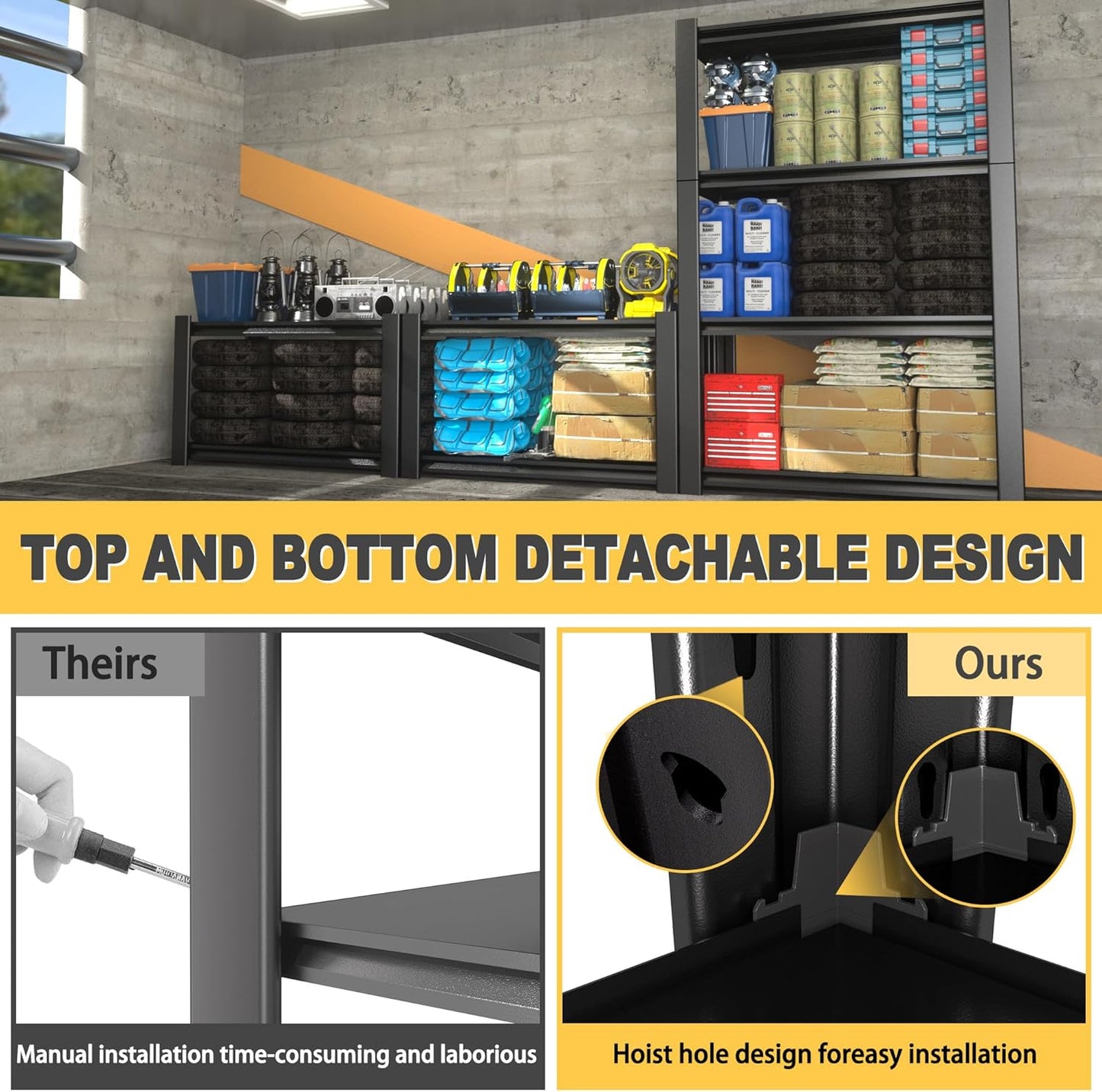 60" H x 40" W x 20" D 4-Tier Heavy Duty Garage Shelving Unit, 2000 LBS Capacity Metal Storage Rack,Adjustable Steel Shelves for Garage, Warehouse, Basement, Pantry, Workshop.1 Pack