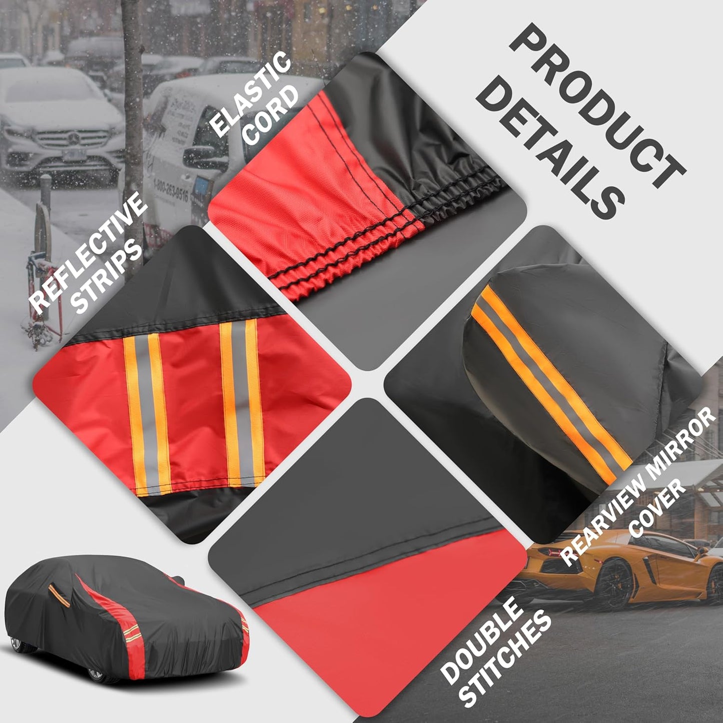 Car Cover Automobiles Waterproof All Weather for for Sports Coupe Fit Coupe Buick Lesabre,Cadillac de Ville/Eldorado,Chevrolet El Camino/Impala,Dodge Charger etc.(See Size Chart)