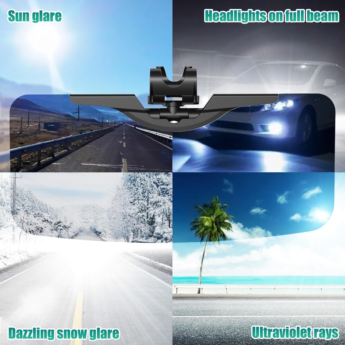 Sun Visor Extender for Car - Universal Adjustable Side Window Sun Blocker, Folding Clip-On Visor Extension, Easy Install & Glare Reduction (Black-2 Pack)