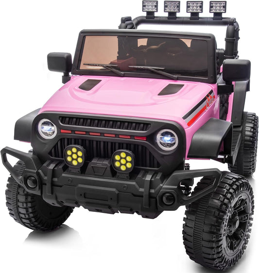 4WD Kids Ride on Car Truck, 12V 7Ah Kids Electric Vehicles Car Ride on Toy for Toddlers with Remote Control - Light Pink