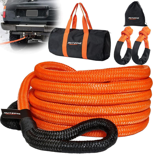 MITZONE Recovery Tow Strap,Heavy Duty Tow Strap Recovery Kit,Car Vehicle Heavy Duty Recovery Rope 37478 lbs for Diesel Trucks,SUV, ATV,Backhoe, Excavators,Ring Shackles,Storage Bag