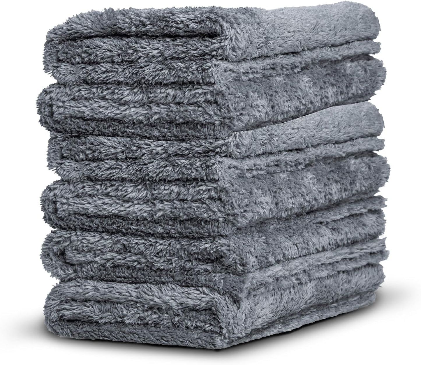 Adam's Borderless Grey Microfiber Towel (6pk) - Premium Ultra Soft Car Detailng Towel Cloths, 480gsm - Safe for Car Wash, Home Cleaning & Pet Drying Cloths (16 Inch x 16 Inch)