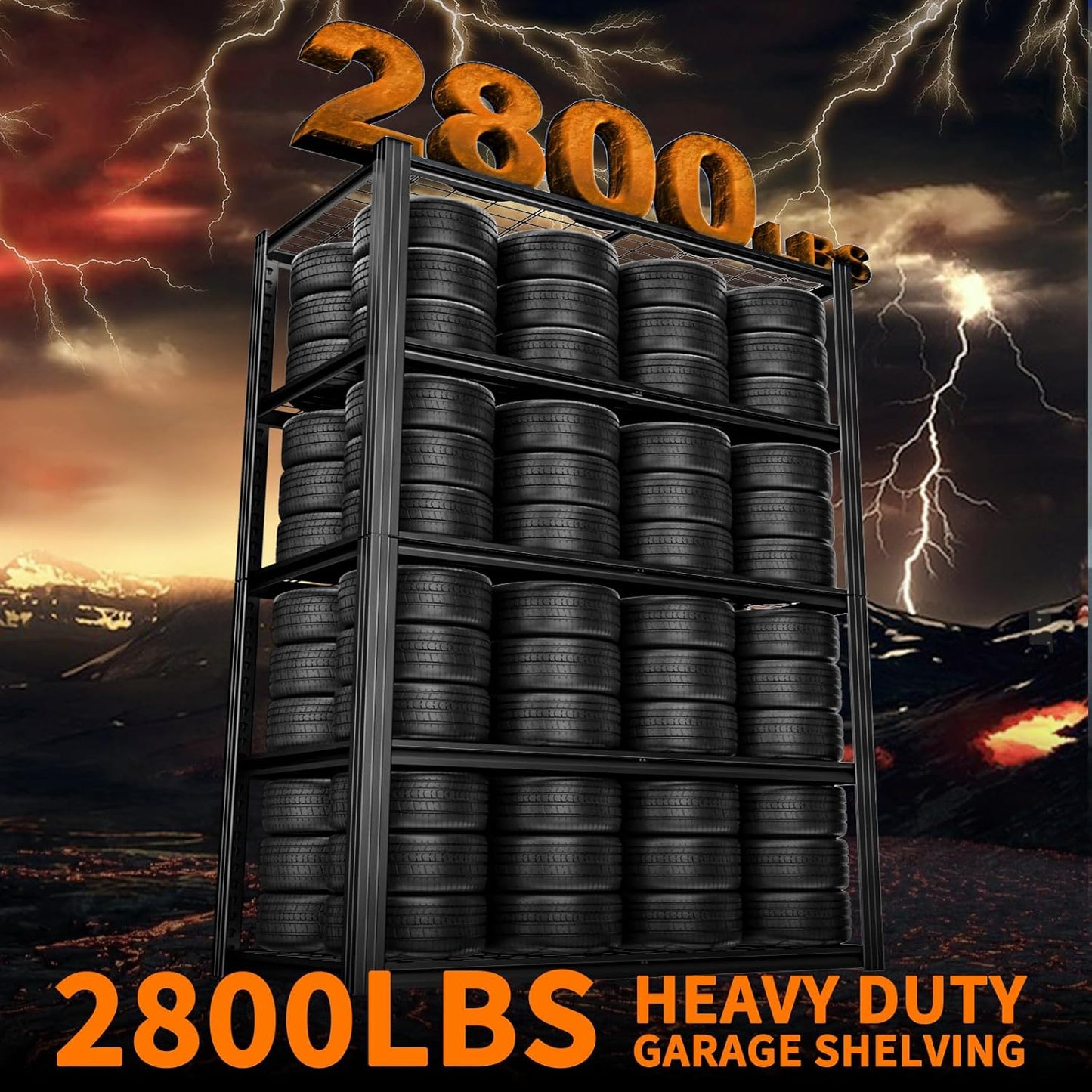 ROOMTEC 48" W Garage Shelving Heavy Duty,2800LBS Storage Shelves,5-Tier Adjustable Metal Shelving Utility Shelf Rack Garage Storage Organize for Storage Industrial, Warehouse, Basement