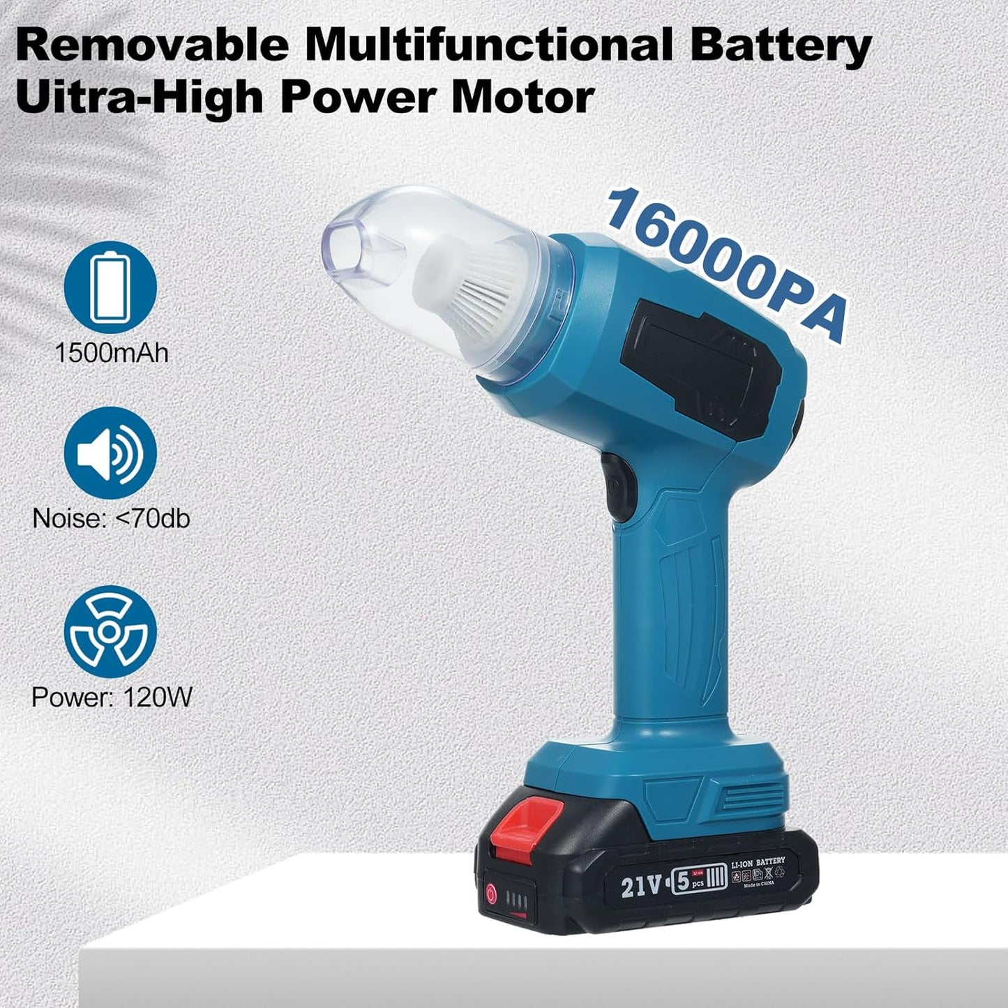 Handheld Car Vacuum, 16000PA 4 in 1 Mini Cordless Vacuum Cleaner and Air Duster with Multi-Nozzles Rechargeable Battery Dual Filter for Home, Car, Office, Pet Hair, Keyboard, Desktop