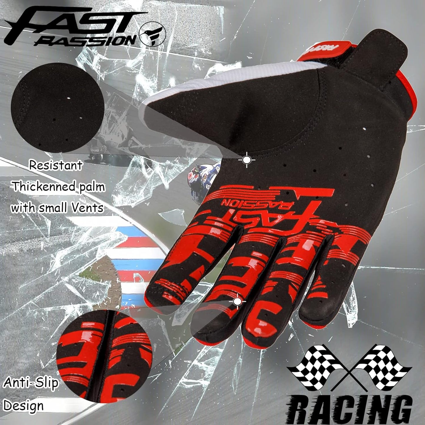 Motorcycle Gloves for Men/Women - Dirt Bike & Motocross Gloves with Anti-Slip ATV BMX MX MTB Riding Cycling Features