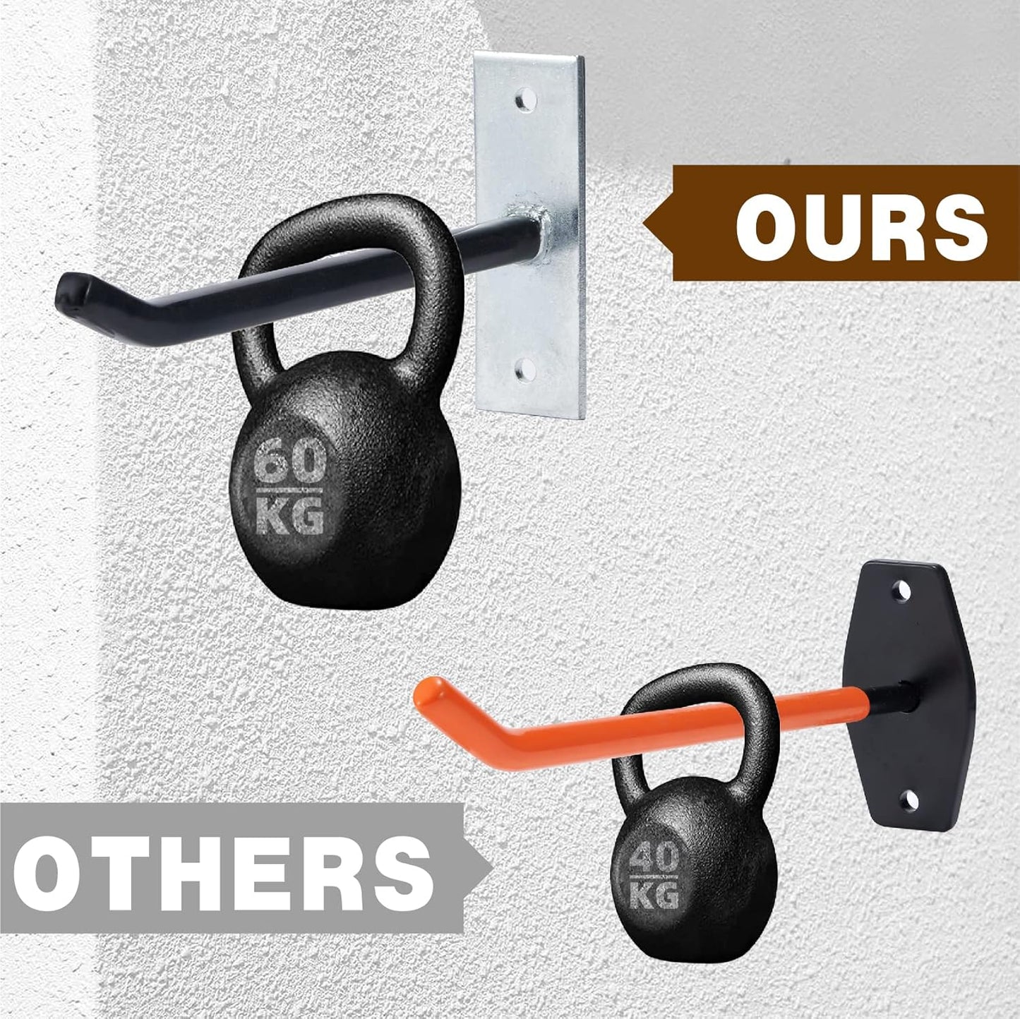 Sinoer 4PCS Garage Hooks Tire Storage System,Wall Mount Hooks with Metal Screws and Anchors - Tire/Rim Holder for Car ，Black