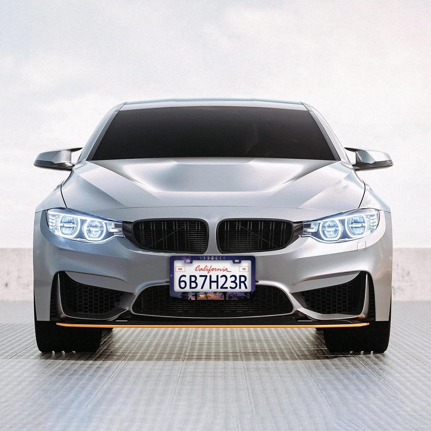 Starry Sky Moon License Plate Frames - 2 Pcs Set 2 Holes Stainless Steel Metal Novelty Auto Car Accessories Decoration License Plate Frame Cover Size 6.3" x 12.2" Fit US Vehicles for Women Men Gift