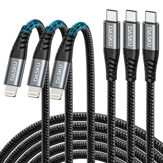 iPhone Cable Fast Charging 6FT USB C Lightning Cable 3 Pack 6 Foot Nylon Braided Type C Lightning Cord Compatible with iPhone 14 13 12 11 Pro Max Mini 8 Plus SE iPad and More