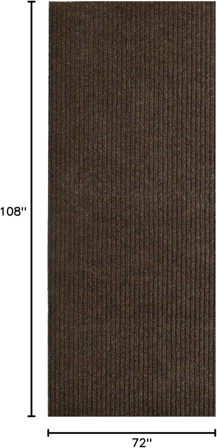 iCustomRug Spartan Weather Warrior Indoor/Outdoor Utility Ribbed Carpet Runner with Non-Slip Thermoplastic Rubber Backing, 6ft X 9ft in Brown