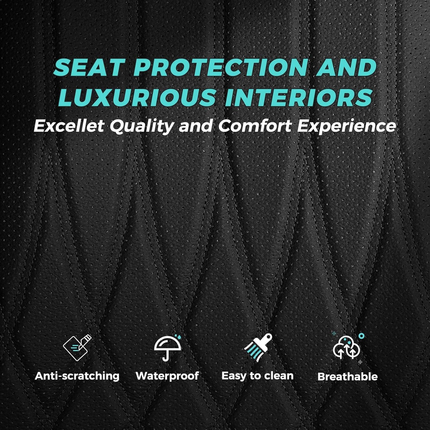 Seat Covers for Honda Civic Sedan LX 2016 2017 2018 2019 2020 2021, Faux Leather Car Seats Cover Full Set (Rear Row Solid & No Folding Backrest)-Black