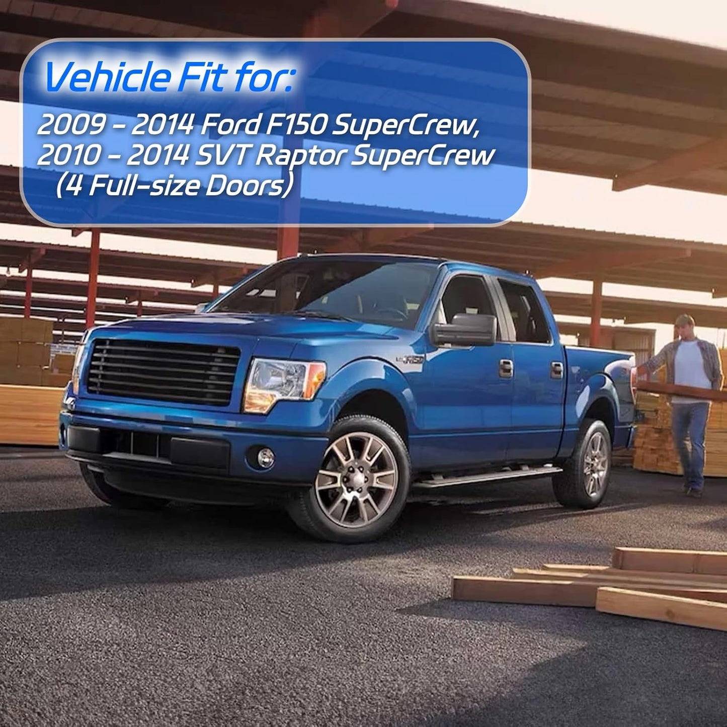 in Channel Rain Guards Fit for Truck 2009 2010 2011 2012 2013 2014 Ford F150 SuperCrew/SVT Raptor Crew Cab, Durable Side Window Visors Deflectors, Smoke Tinted Vent Shade Shield, 4pcs