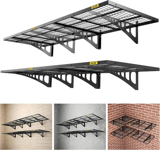 2x3ft 4Pack Wire Shelving Unit Heavy Duty Garage Storage Shelves Wall Mounted Black 1120lbs Load Capacity（24-inch-by-36-inch）